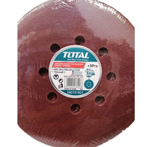 5 Disco Lija Para Pulir 150mm Grano Variado Velcro Tac731501-1