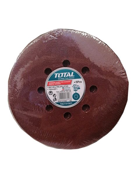 5 Disco Lija Para Pulir 150mm Grano Variado Velcro Tac731501-2