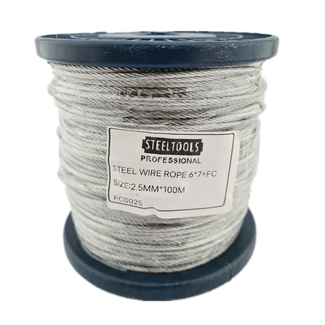 Piola Cable Acero 2.5 Mm Rollo 100 Mts Galvanizado-0