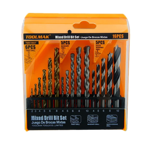 Brocas P/ Madera Cemento Metal 16 Piezas Tmk19937-0