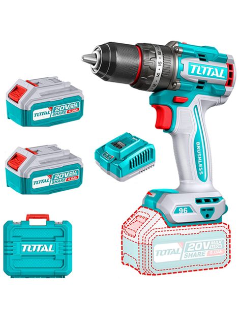 Taladro Atornillador Percutor 20v 2bat+carg Total Tidli20968-0