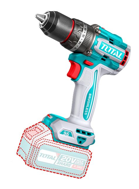 Taladro Atornillador Percutor 20v 2bat+carg Total Tidli20968-1