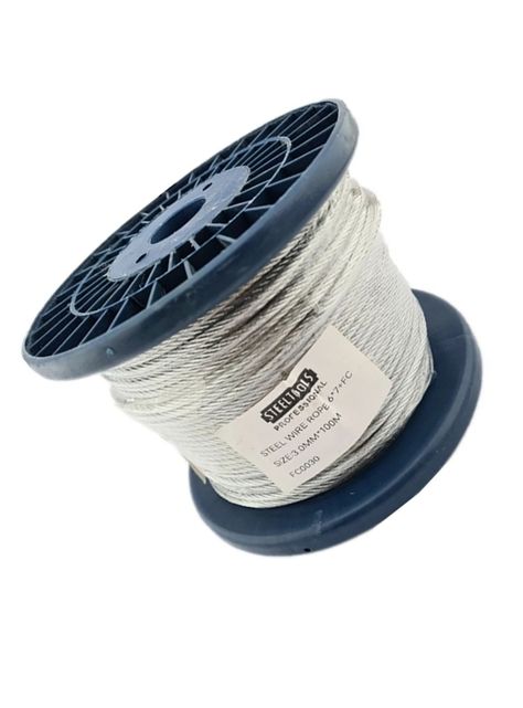 Piola Cable Acero 3.0 Mm Rollo 100 Mts Galvanizado-1