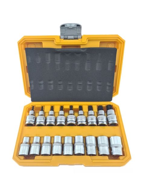 Kit Juego Dados Torx Estrella 1/2 Macho Hembra 18 Piezas Toolmak-0