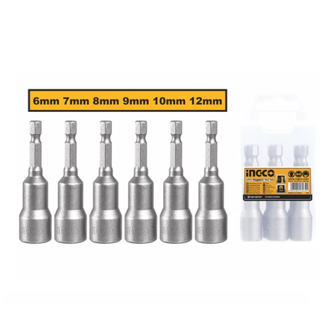 Adaptadores P/ Taladro Punta Magnetica 6 Pcs Ingco-1