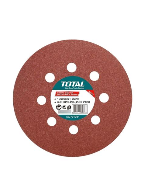 5 Disco Lija Para Pulir 125mm Velcro Grano Variado Total-0