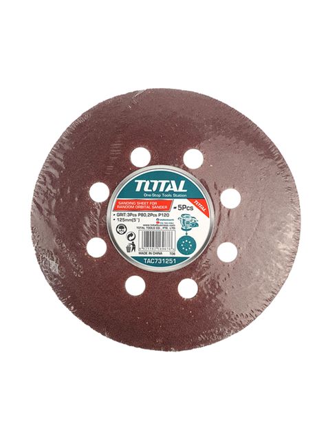 5 Disco Lija Para Pulir 125mm Velcro Grano Variado Total-1