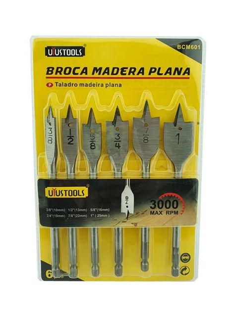Juego Set De Mecha De Madera Para Taladro 6 Pieza Uyustools Bcm601-0