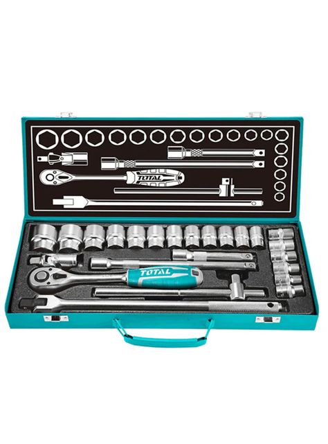 Set Juego Dados Cuadrante 1/2 Pulgada 24 Pcs Total Tht121242-0