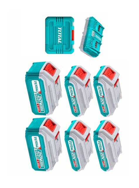 Kit Cargador Doble + 6 Baterias 20v Total Tosli230701-1