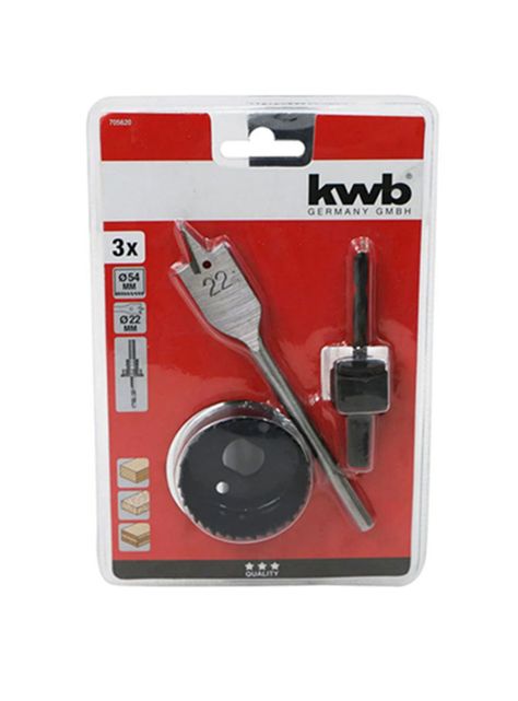 Broca Sierra Copa Instalación Cerradura 3 Pcs Kwb-0