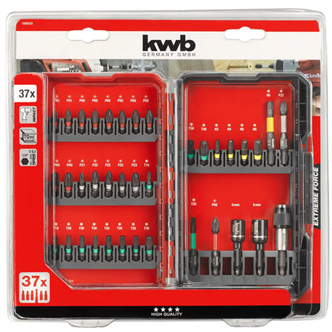 Set Juego Puntas De Impacto 37 Piezas Kwb 109000-2