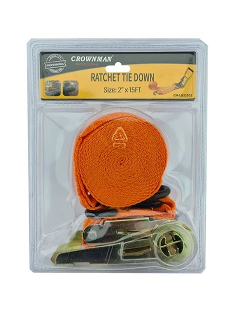 Eslinga Cinta Amarre Con Ratchet 2 Pulgada X 15 Ft Crownman-0