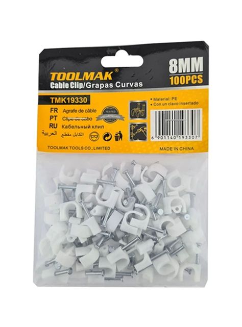 Grapa Grampa Rg6 Cable 8mm Blanco 100 Unidades Toolmak-0