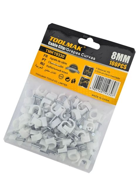 Grapa Grampa Rg6 Cable 8mm Blanco 100 Unidades Toolmak-1
