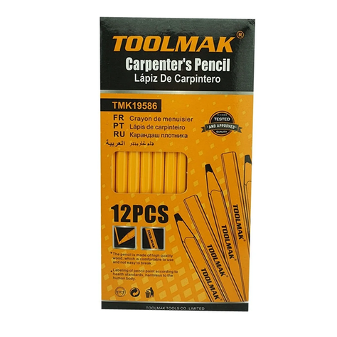 Lápiz Carpintero Madera Albañil 12 Piezas Toolmak-0