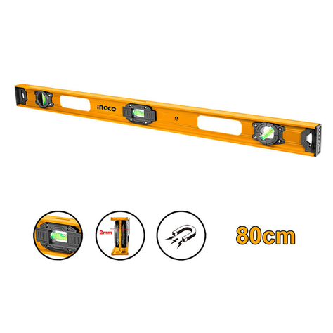 Nivel Aluminio Con Iman 3 Burbujas 80cm Ingco Hsl28080-1