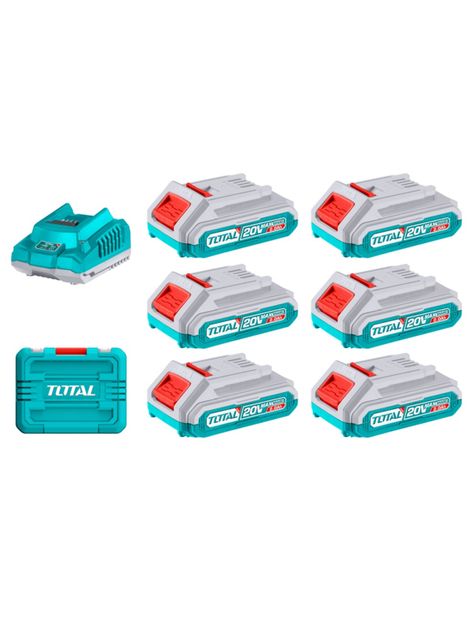 Kit Cargador + 6 Baterias 20v Total Tfbcli20611-0