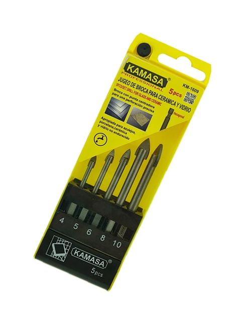 Brocas Cerámica Y Vidrio 5 Pcs Hexagonales Km1609-2