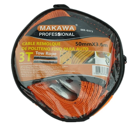 Cable Remolque Para Auto 3 Toneladas 50mm X 3.6m Makawa Mk0372-0