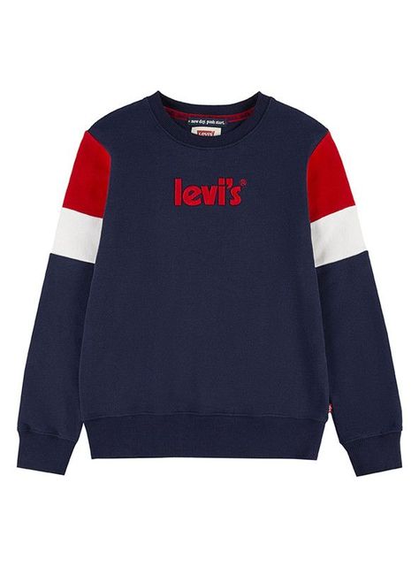 Poleron Niño C-Neck Logo Bordado Azul Levis-0