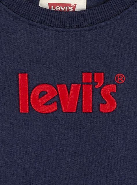 Poleron Niño C-Neck Logo Bordado Azul Levis-3
