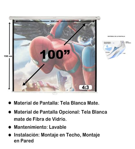 Telon Mural 2.00mx1.50m 4:3 100 pulg. para V/sonic M1 Mini+-1