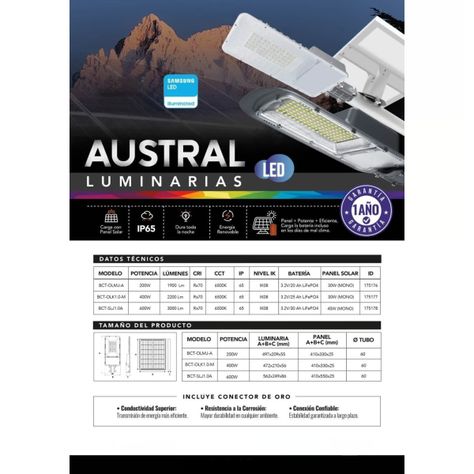 LUMINARIA SOLAR 1900 LM 200W AUSTRAL-1