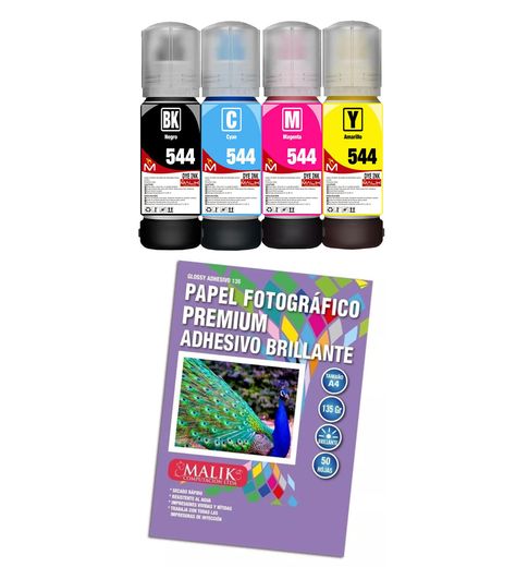 Papel Adhesivo Glossy 135gm/50hjs+4 Tintas para Epson L6490-0