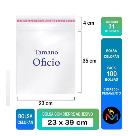 BOLSA TIPO CELOFÁN CIERRE ADHESIVO 23X39 CMS 80055-1