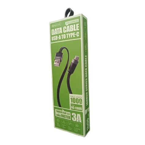 CABLE TIPO C 3A 1MTS NEGRO CARGA RAPIDA REMAX RC-C086-0