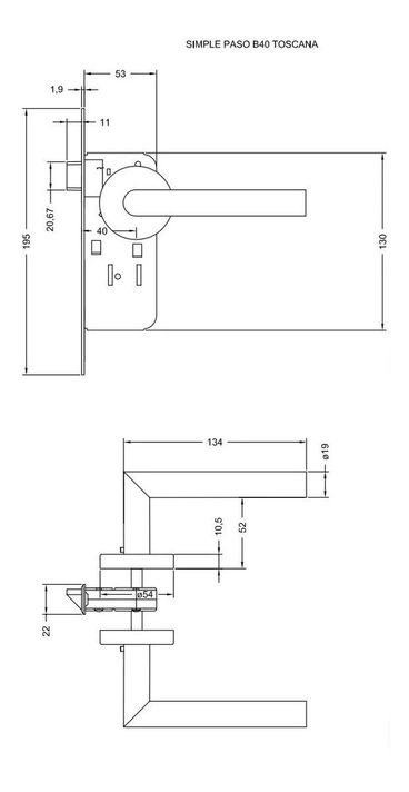 Cerradura Embutida Yale Toscana B40 Simple Paso-4
