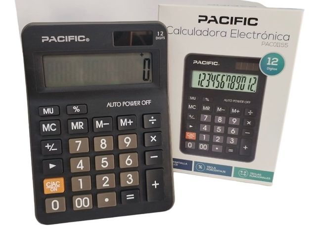 CALCULADORA DE SOBREMESA NEGRA PAC01155-1