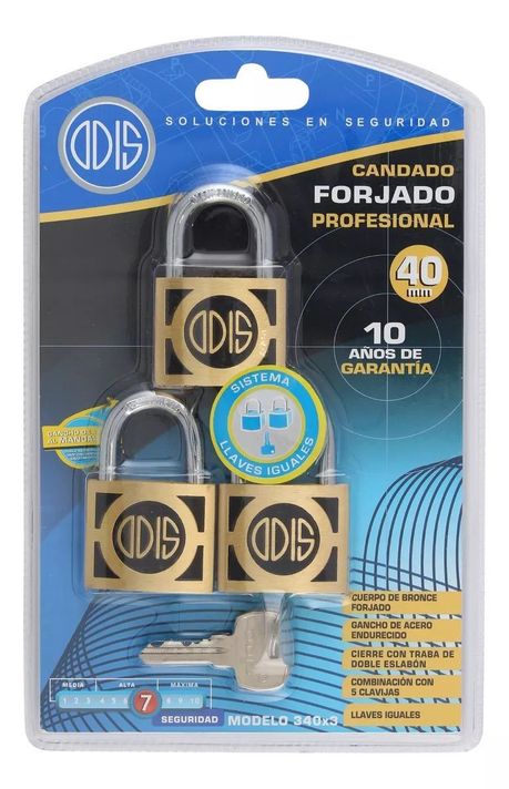 Candado Odis 340 X3 40mm Llaves Iguales-4