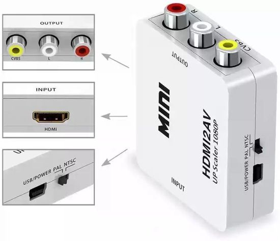 Adaptador HDMI a RCA: Convierte HDMI a 3 Salidas AV-5