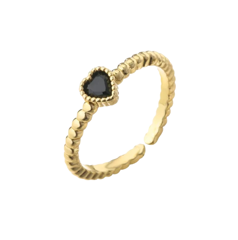 Anillo Corazón Cristal Adaptable A Toda Talla Oro-0