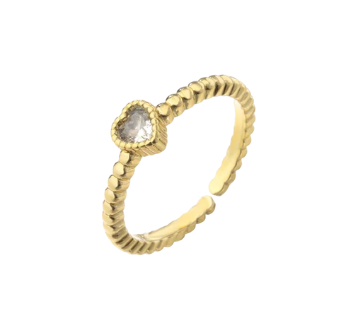 Anillo Corazón Cristal Adaptable A Toda Talla Oro-1