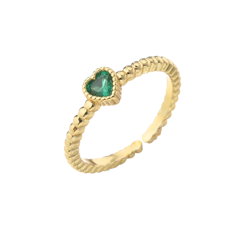 Anillo Corazón Cristal Adaptable A Toda Talla Oro-3