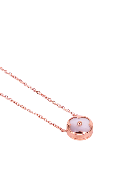Collar Exclusivo Flor De Nacar Oro 18kgp Rosa-0