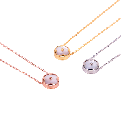Collar Exclusivo Flor De Nacar Oro 18kgp Rosa-1