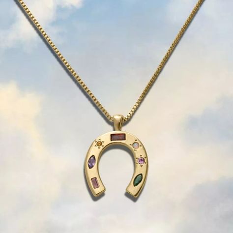Collar Herradura Suerte Oro 18k bañado Gemas Juvenil Mujer -3