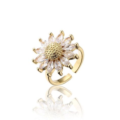 Anillo Flor Girasol Adaptable A Toda Talla Cristales LUXURYJOYASCL-0