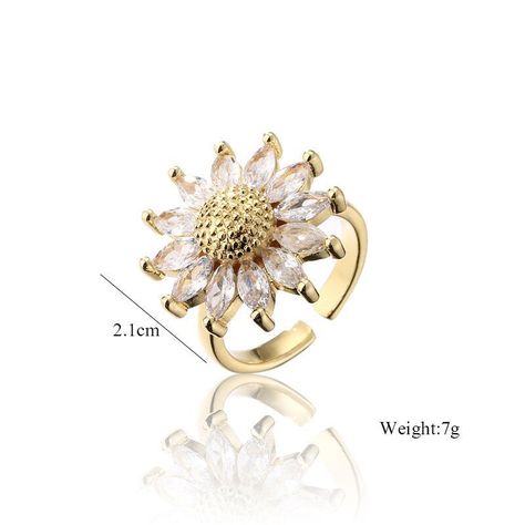 Anillo Flor Girasol Adaptable A Toda Talla Cristales LUXURYJOYASCL-1