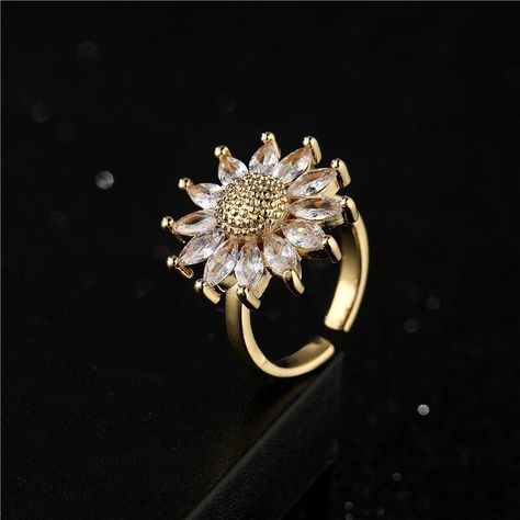 Anillo Flor Girasol Adaptable A Toda Talla Cristales LUXURYJOYASCL-3