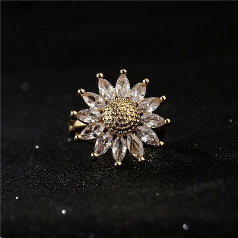 Anillo Flor Girasol Adaptable A Toda Talla Cristales LUXURYJOYASCL-4