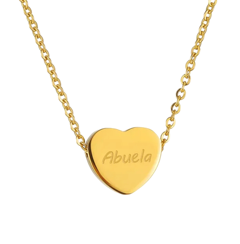 Collar Corazón Abuela Mamá Baño Oro 18kt Día De La Madre-0