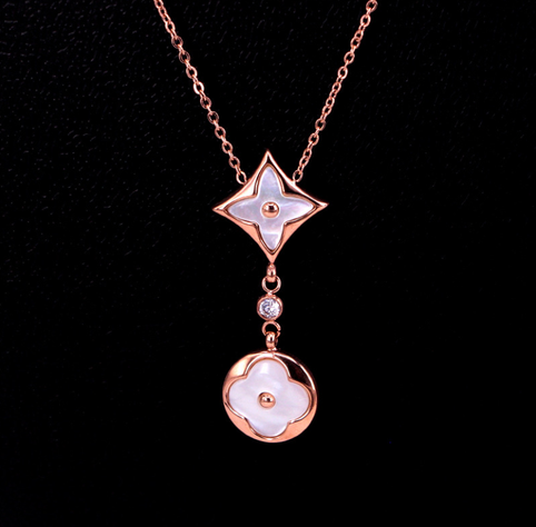 Collar Exclusivo Flor Oro 18kgp Colores Blanco-2
