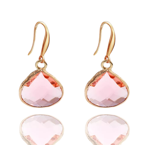 Oferta Aros Pendientes Exclusivos Gota Cristal Oro Bañado-0