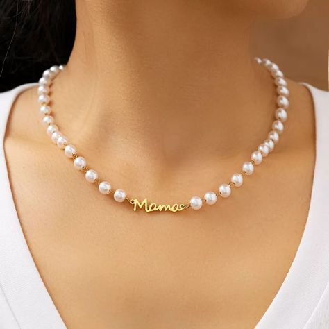 Collar Perlas oro Mamá especial día de la madre mujer - Dorado-1