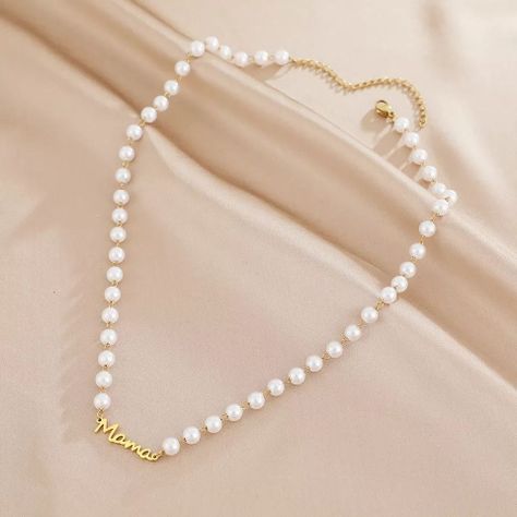 Collar Perlas oro Mamá especial día de la madre mujer - Dorado-2